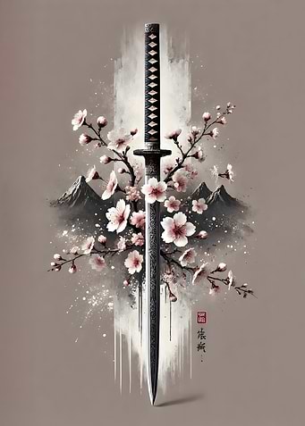 Samurai Katana with Cherry Blossoms