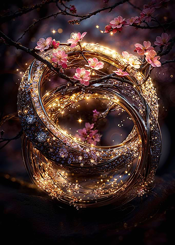 Golden Rings with Blossoms