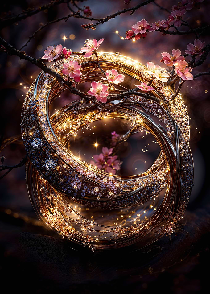 Golden Rings with Blossoms