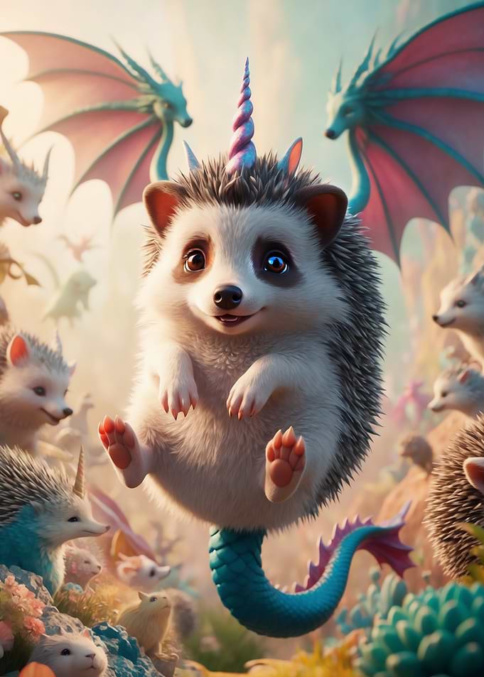 Unicorn Dragon Winged Hedgehog