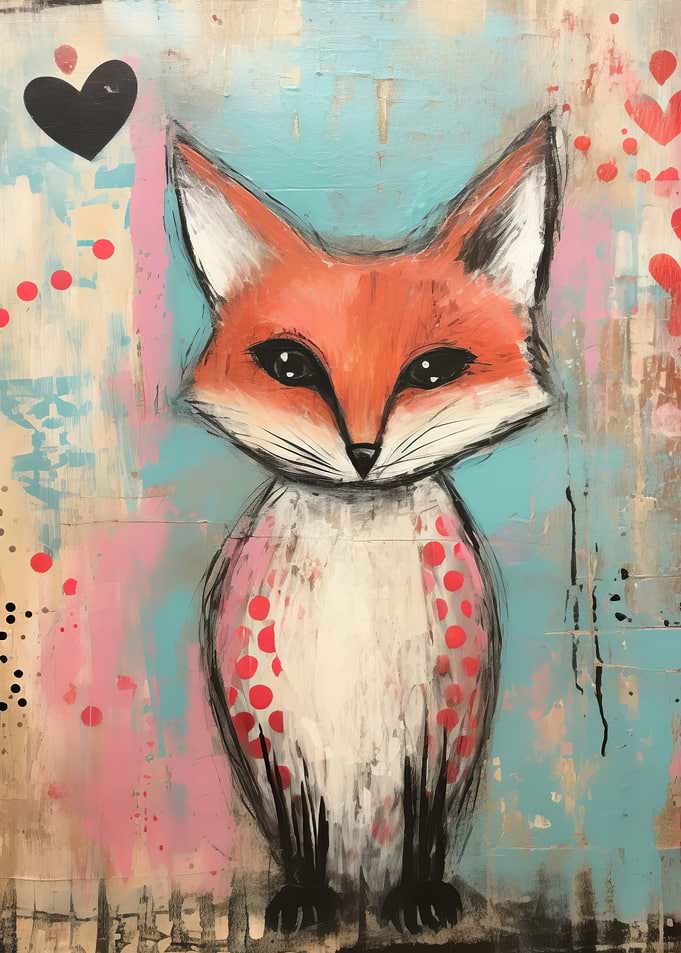 Valentine Fox with Heart Polka Dots