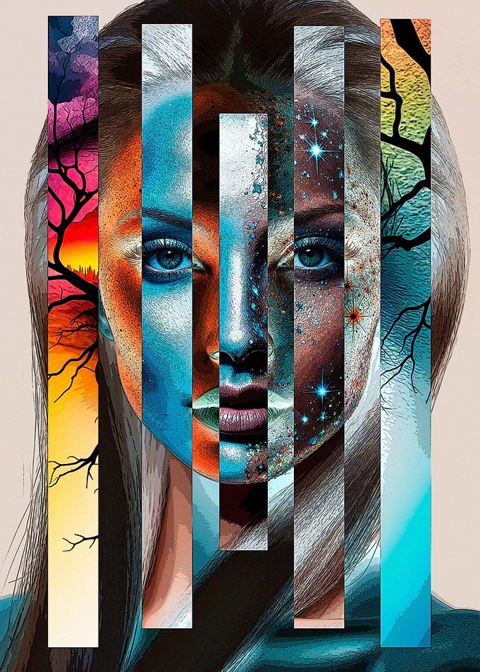 Abstract Portrait with Nature Elements