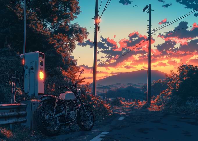 Motorcycle Sunset