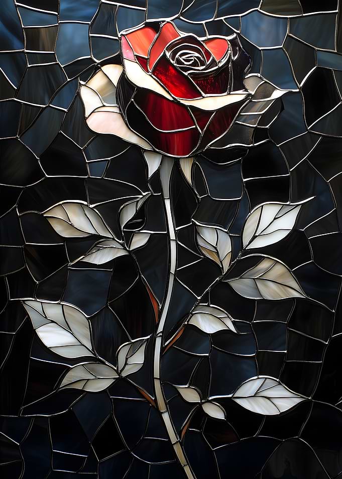 Stained Glass Dark Rose