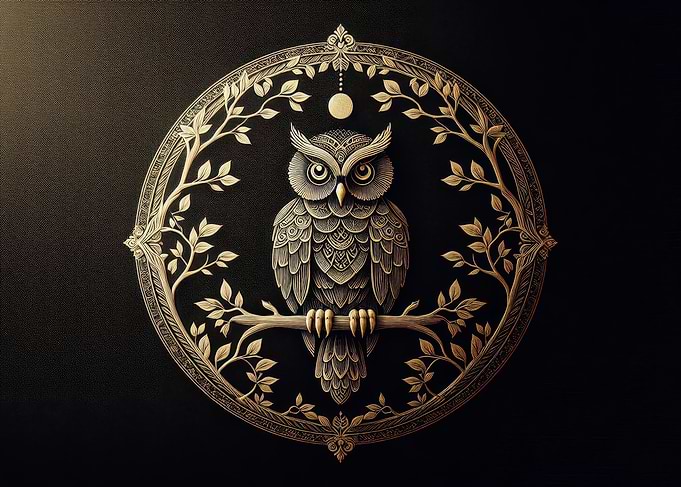 Golden Owl Mandala