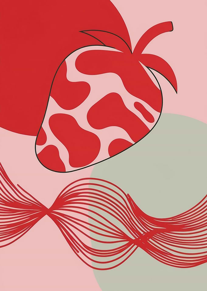 Red Strawberry Abstract Art