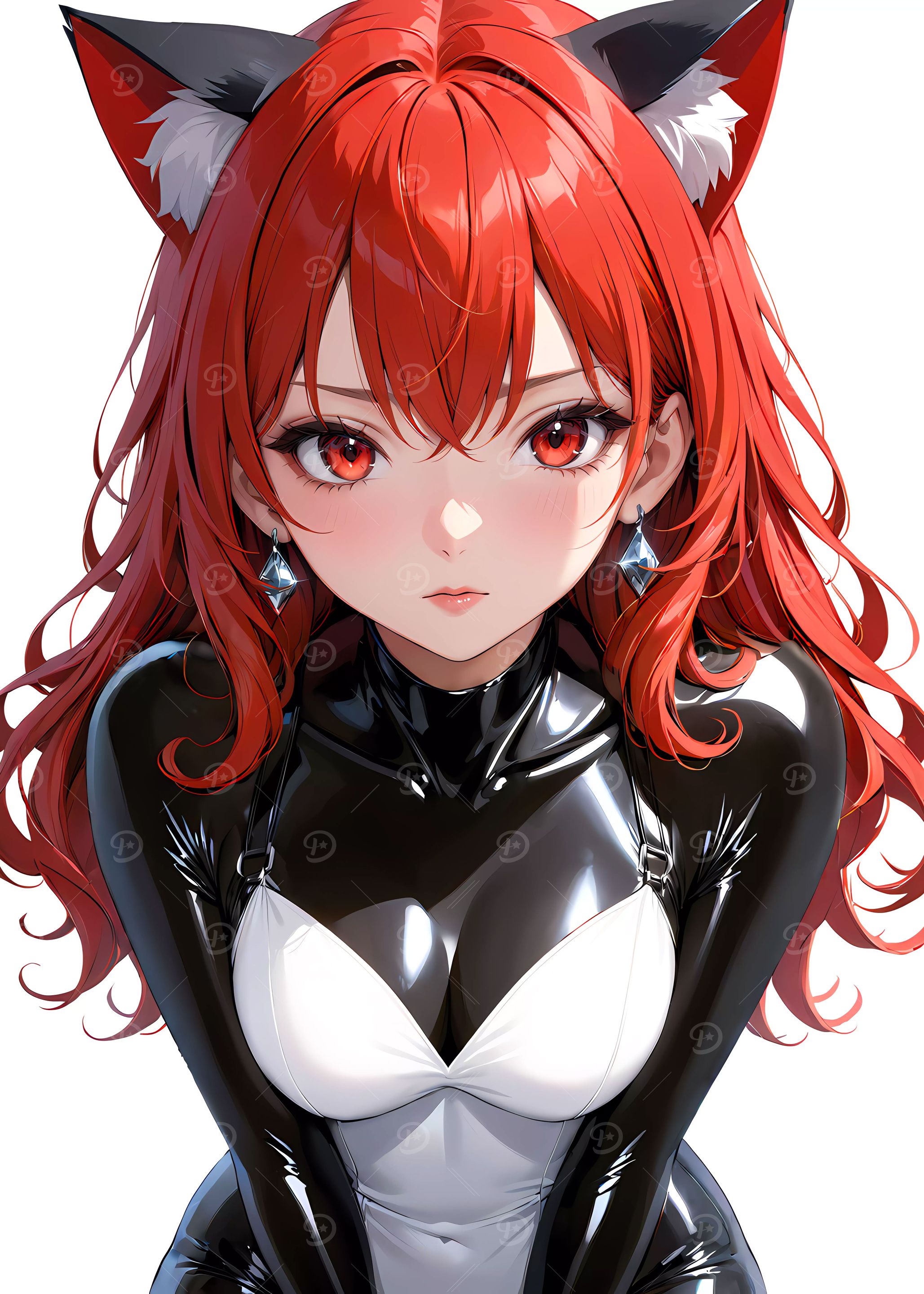 Sexy Anime Catgirl with Red Hair - Red Series Collection 3