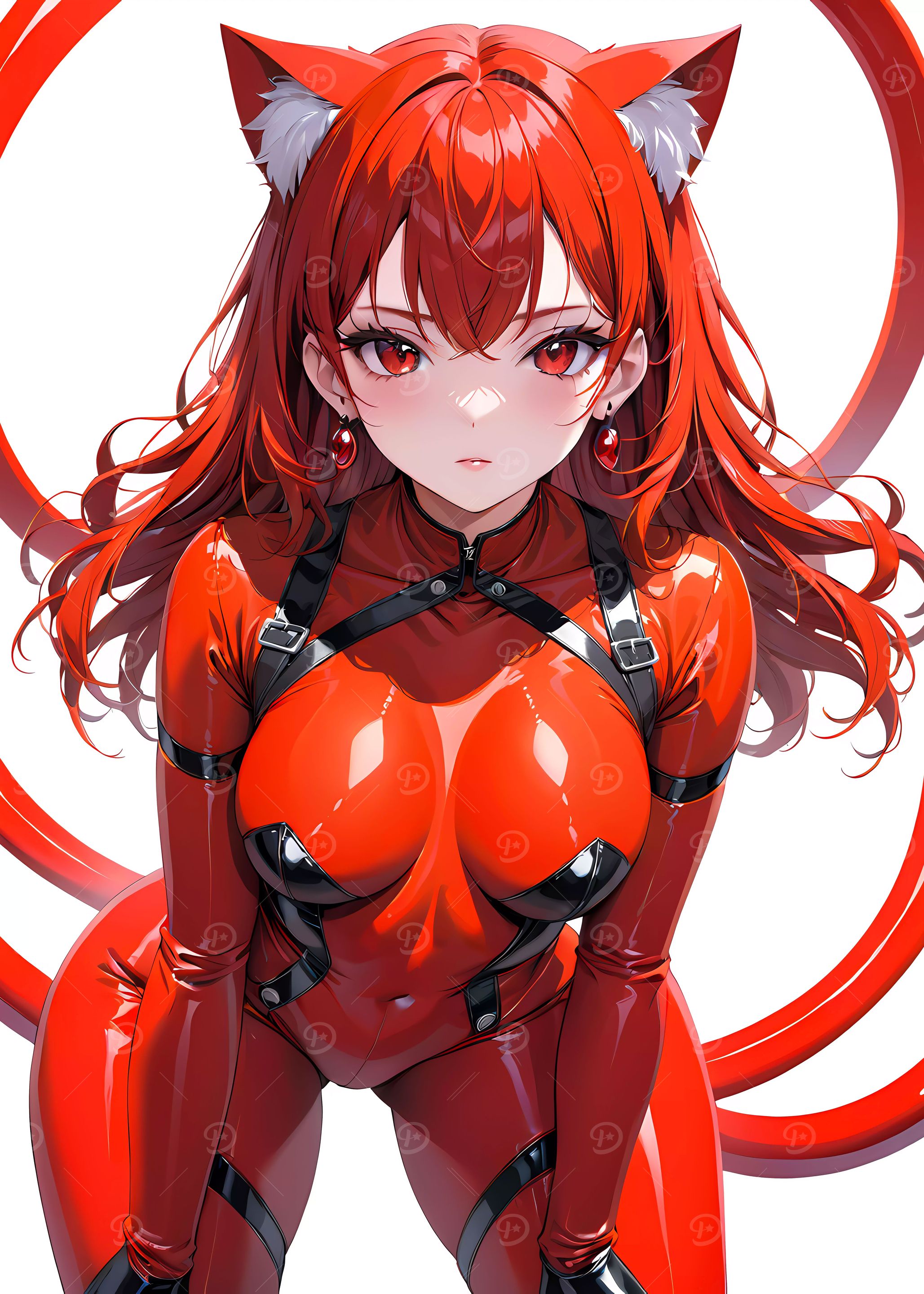 Sexy Red Catgirl Anime Illustration - Red Series Collection 2