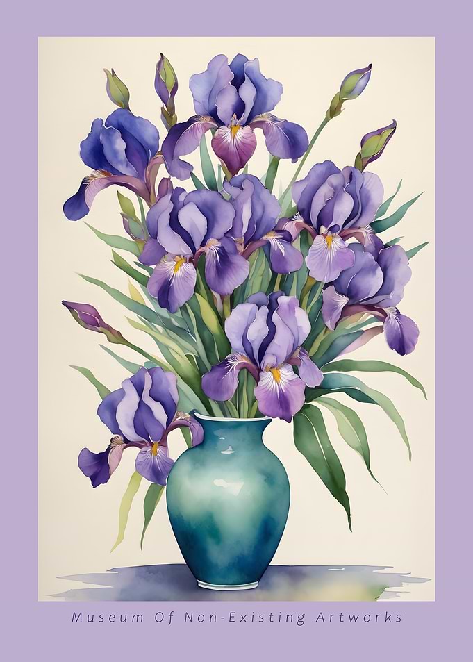 Purple Irises in Vase