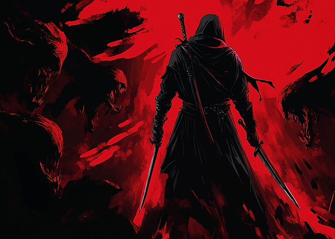Dark Figure with Swords