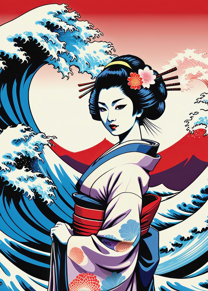 Geisha and the Great Wave