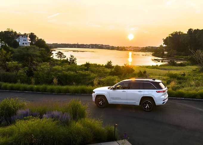 White Jeep at Sunset