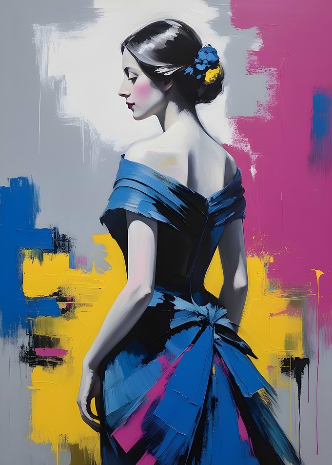 Woman in Blue Dress