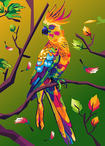Colorful Parrot on Branch