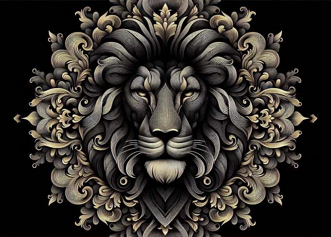 Lion in Ornate Frame