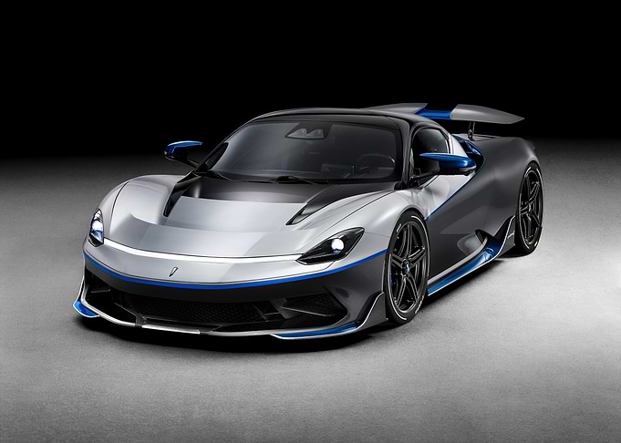 Silver and Blue Sports Car