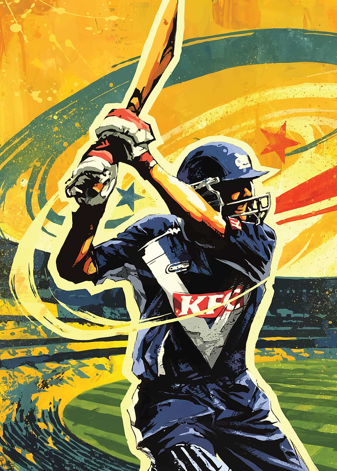 Cricket Player in Action
