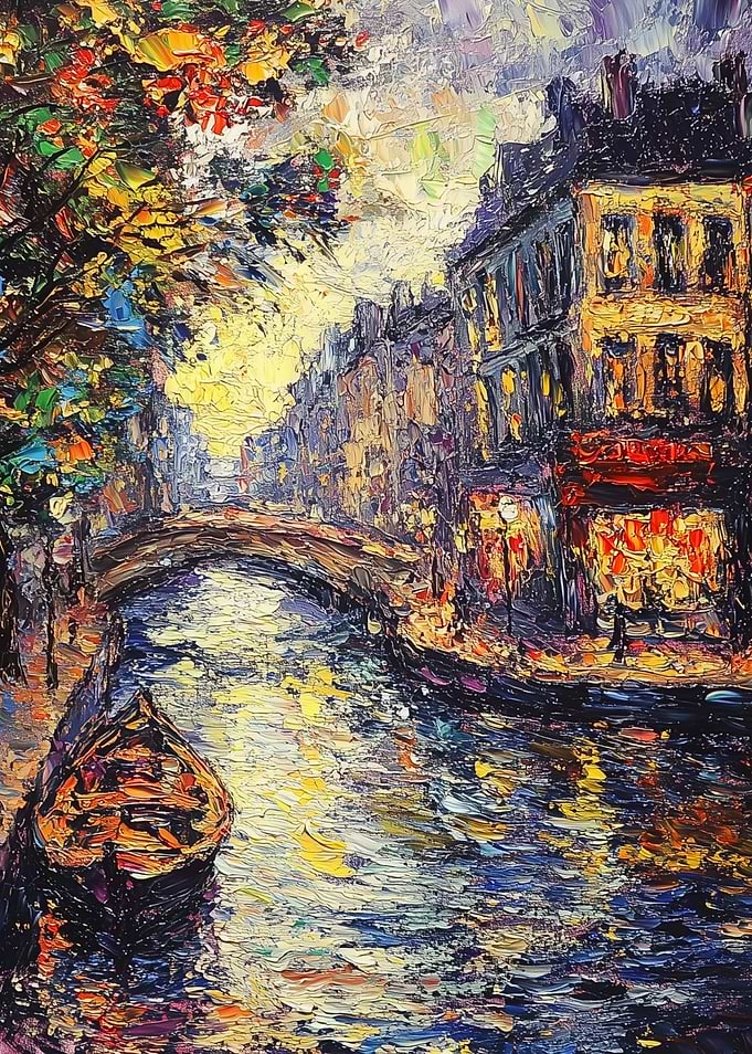Canal Cityscape Painting