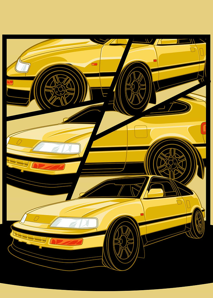 Yellow Honda CRX