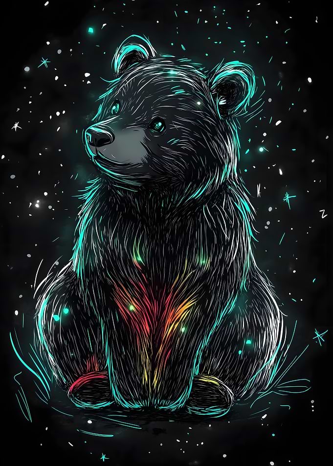Neon Bear in Space
