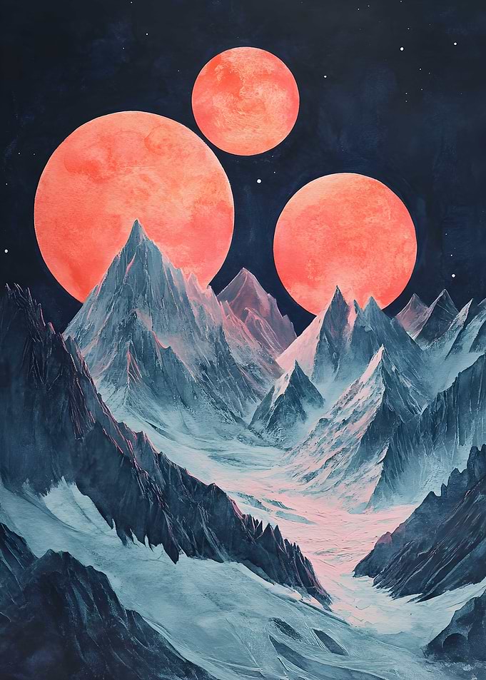 Crystalline mountains shine in the light Art