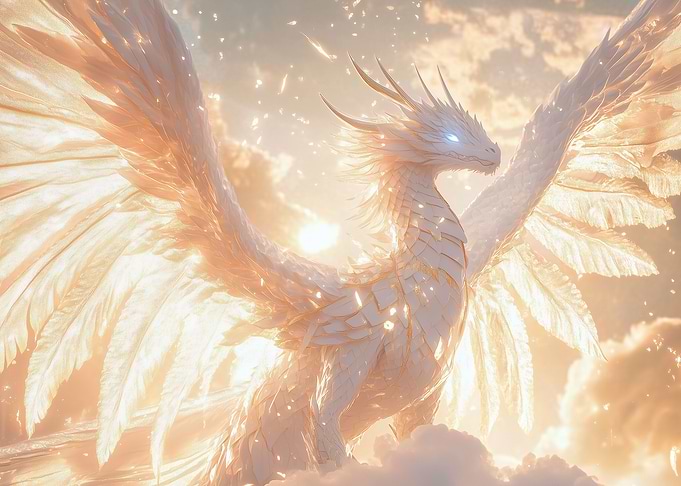 White Dragon in the Clouds