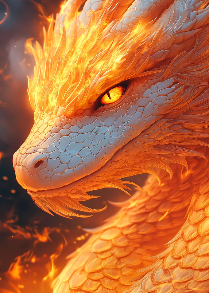 Majestic Fiery Dragon Portrait