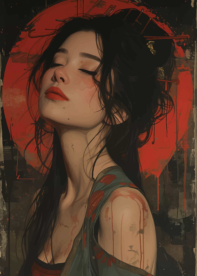 Woman with Red Lips