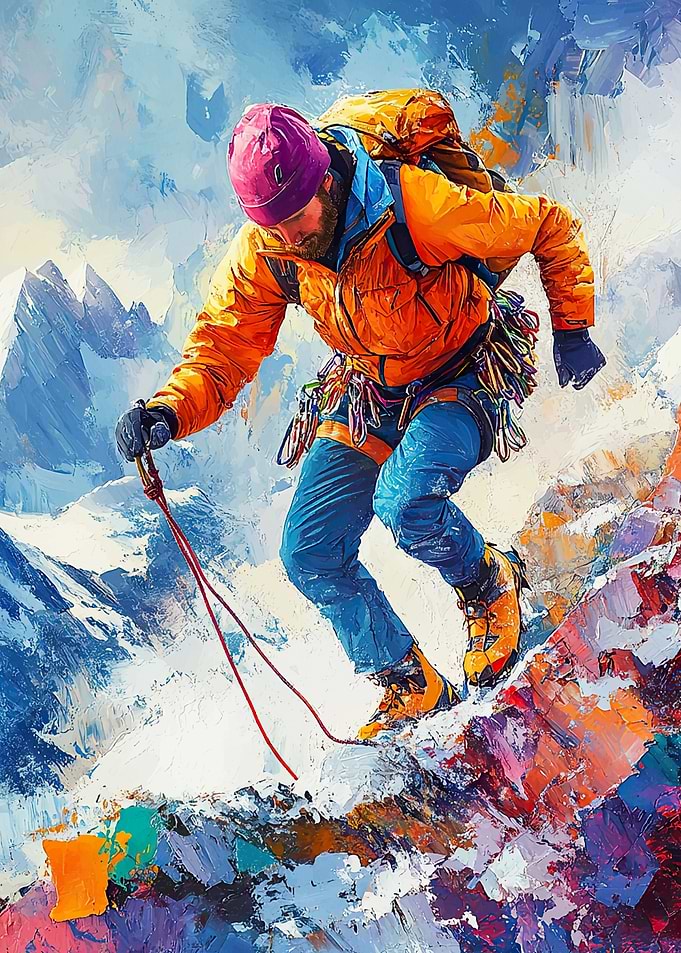 Climber on Mountain Peak
