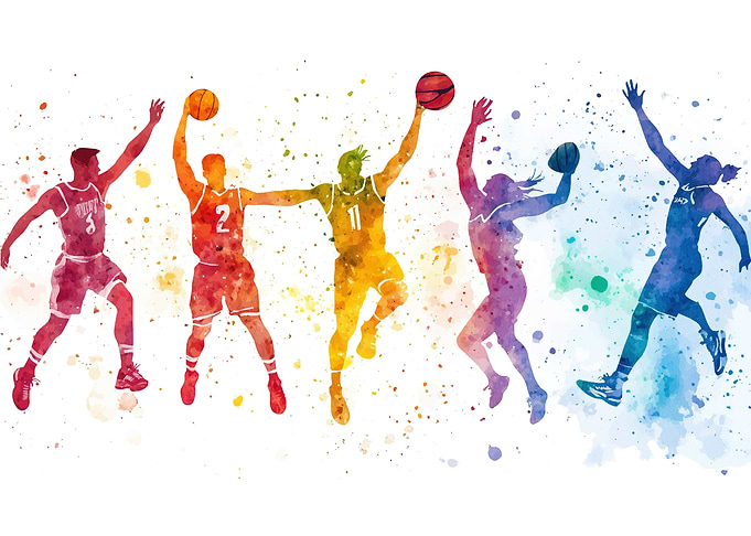 Basketball Watercolor Silhouettes