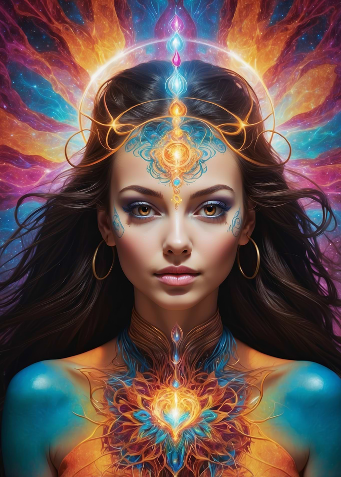 Mystical Woman with Golden Halo