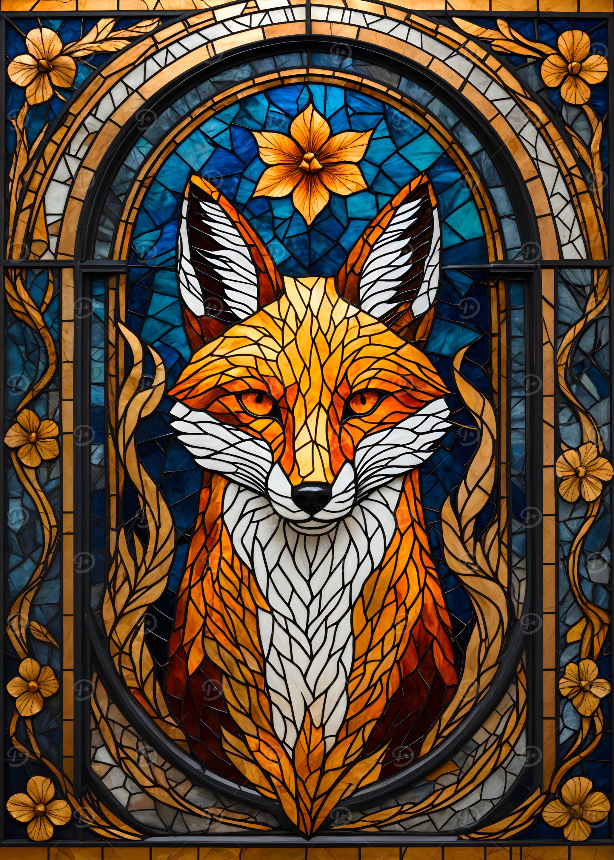 Kitsune Stained Glass Fox