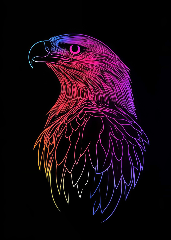 Rainbow Eagle Line Art