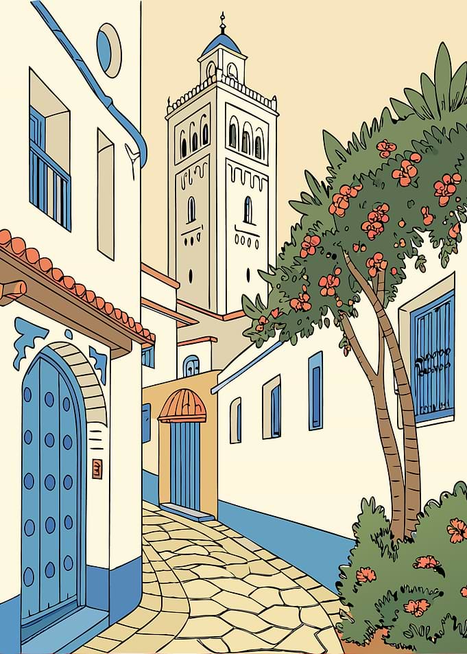 Morocco Mediterranean Street Scene