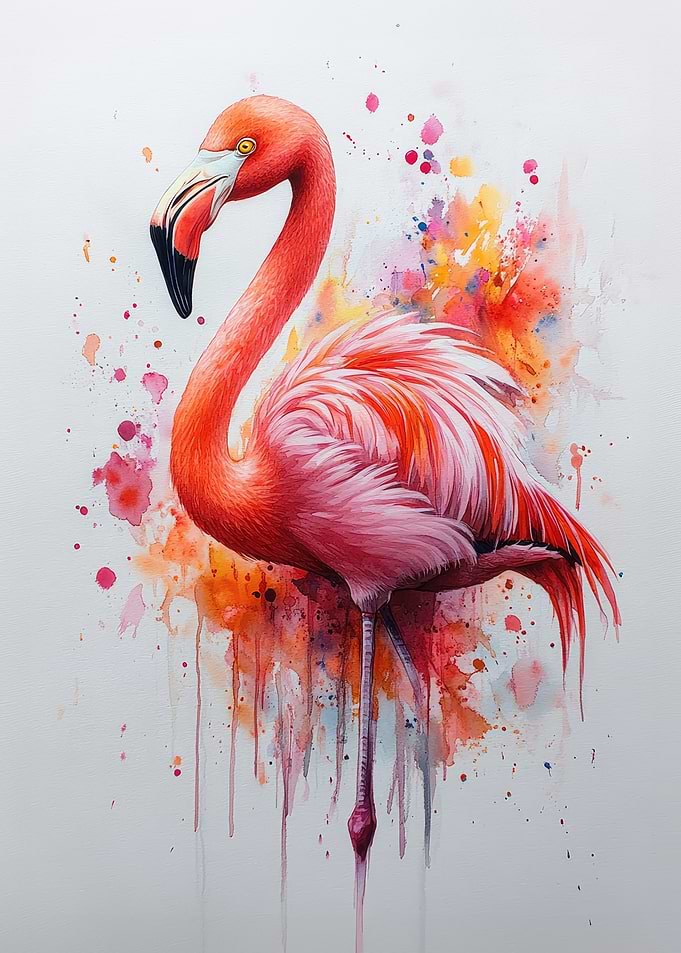 Pink Flamingo Watercolor