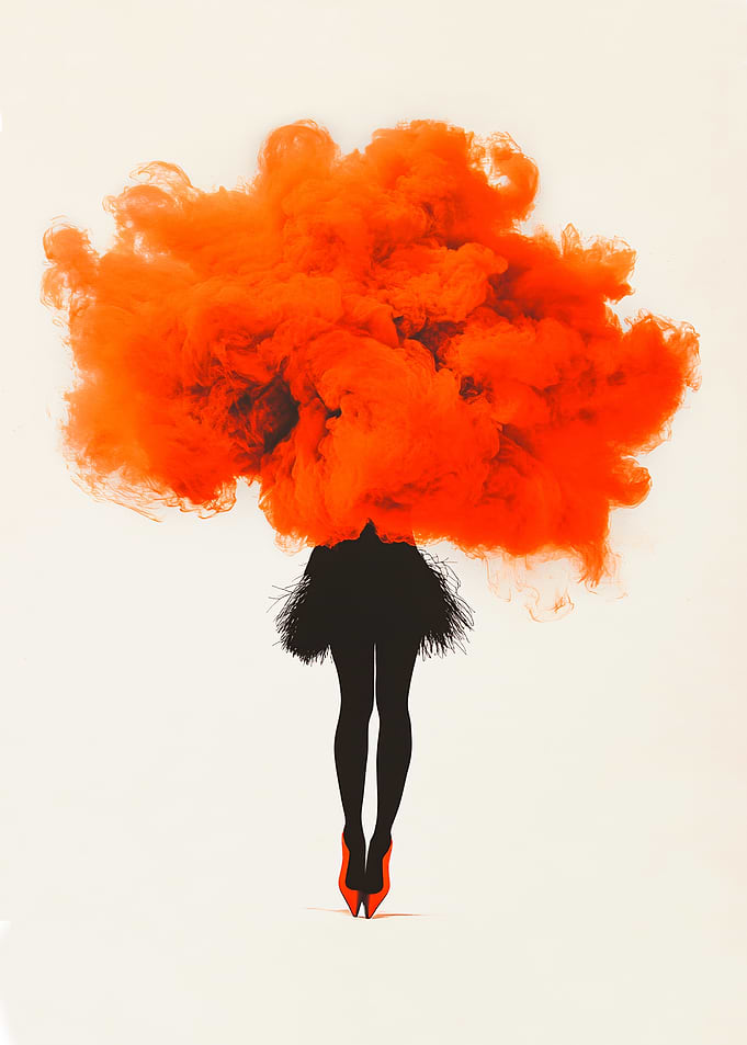Woman in Orange Smoke