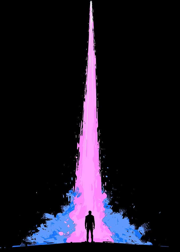 Silhouette in Pink and Blue