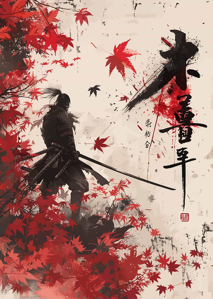 Samurai in Red Leaves