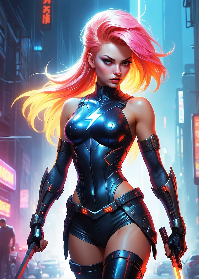 Lacey Pink - Cyberpunk Superheroine