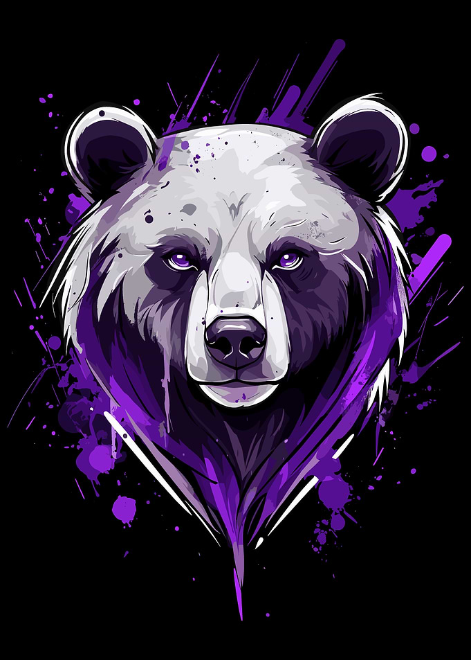 Purple Brown Bear Portrait