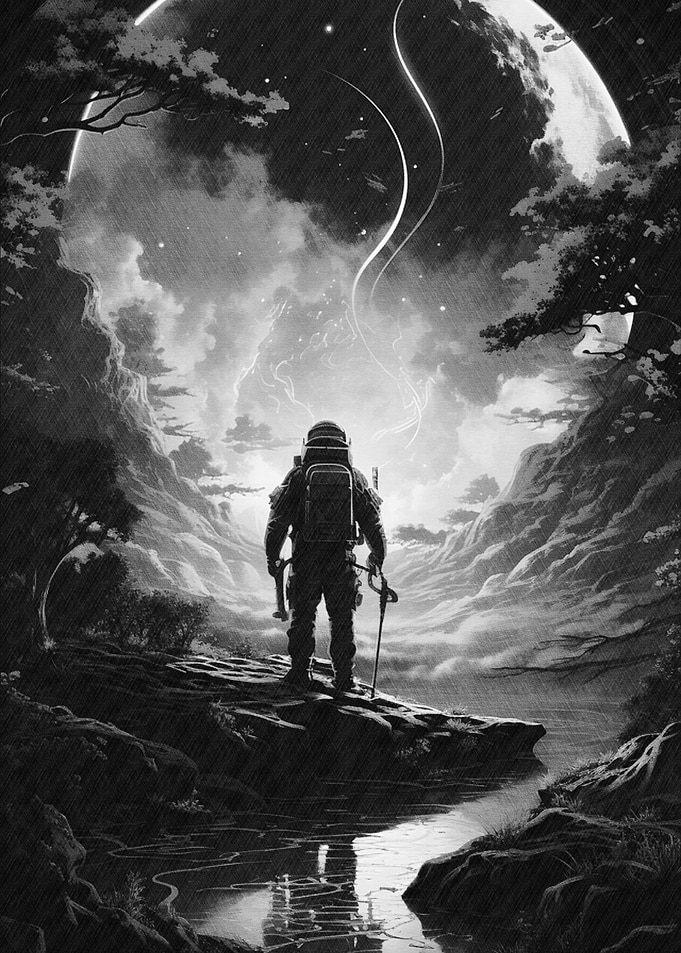 Astronaut in a Mystical Landscape