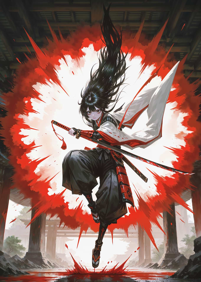 Anime Samurai Girl with Katana