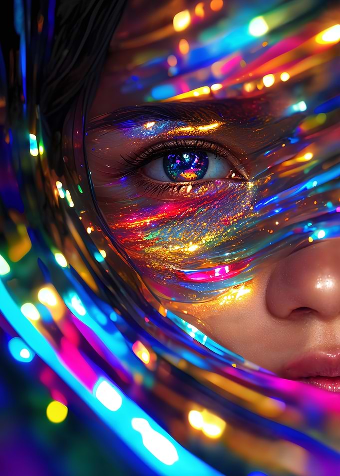 Woman's Eye with Neon Lights