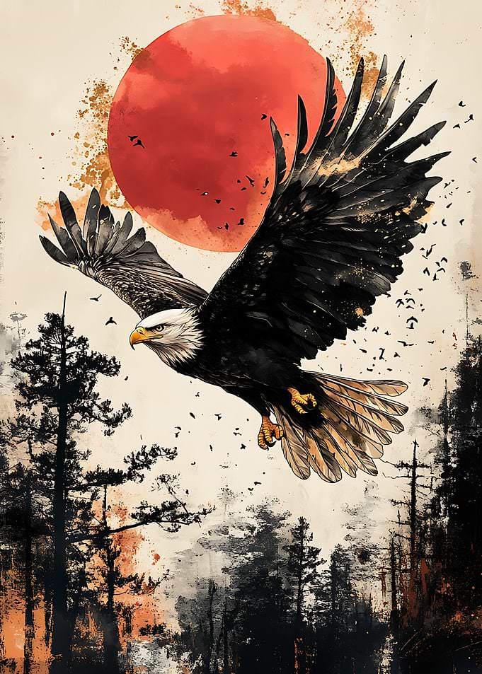 Eagle Soaring Sunset