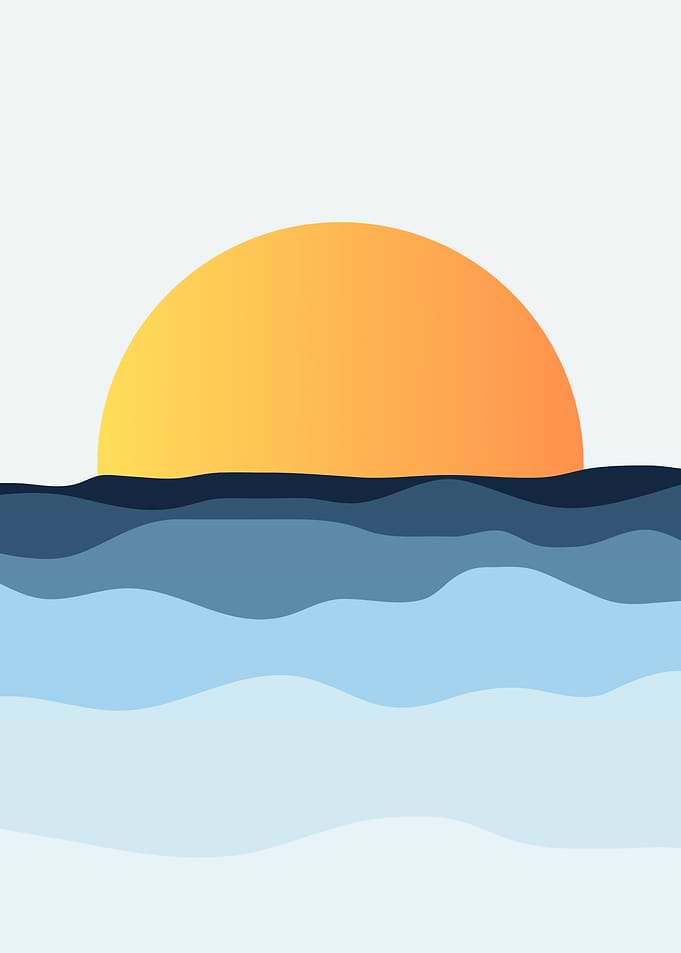 Sunset Over Ocean Waves