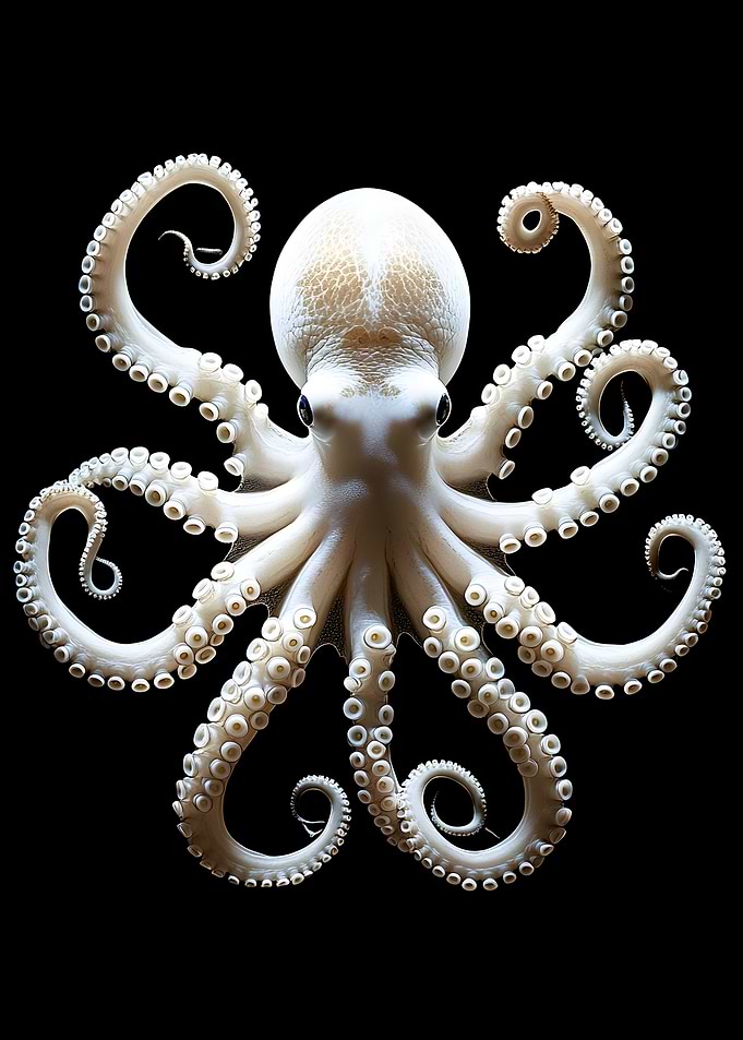 Animal White Octopus Art