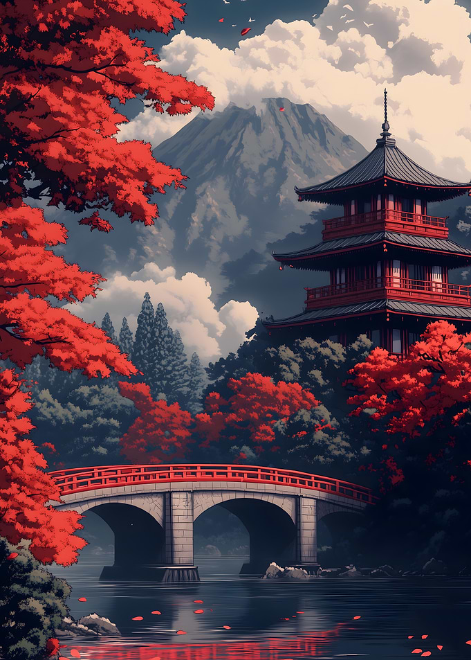 Japanese Pagoda Landscape