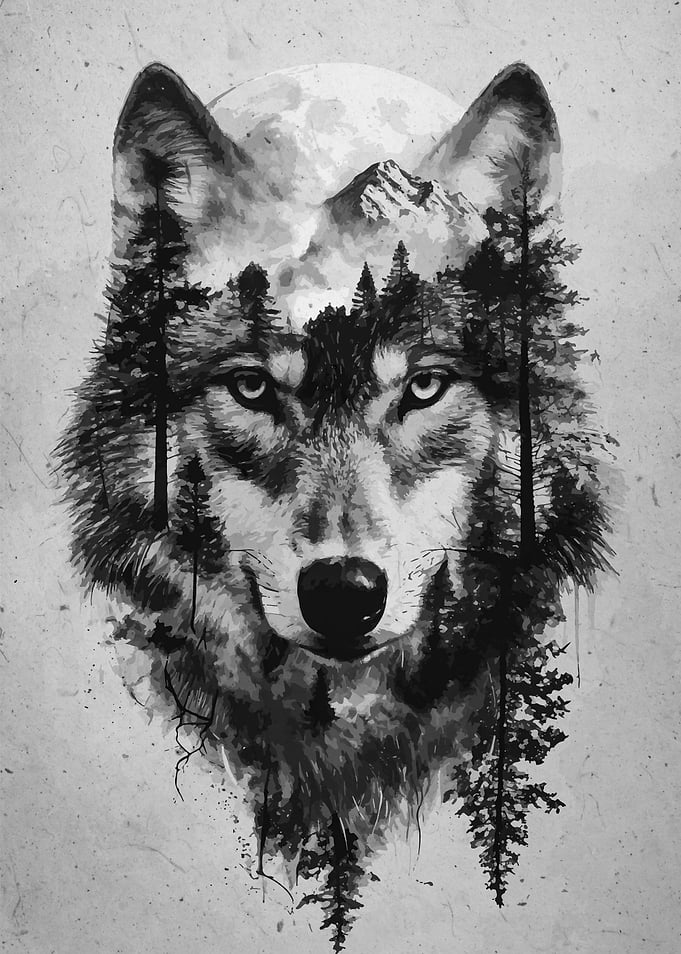 Wolf Double Exposure