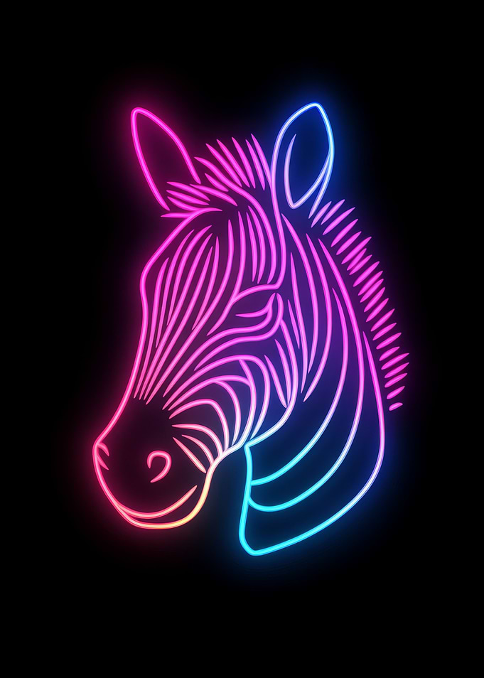 Neon Zebra Head