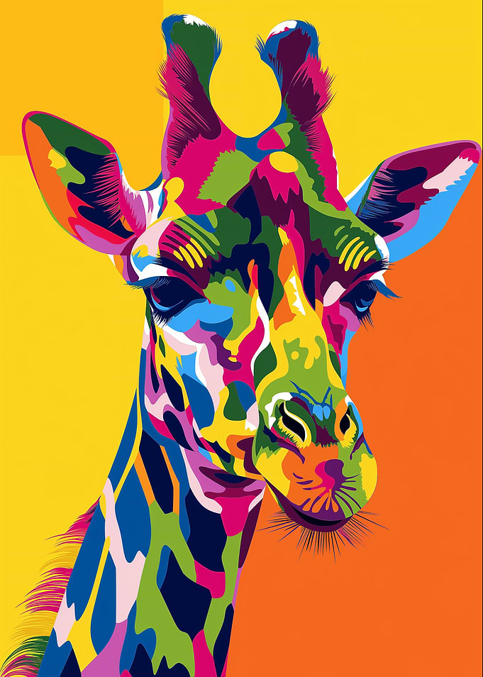 Colorful Giraffe Portrait